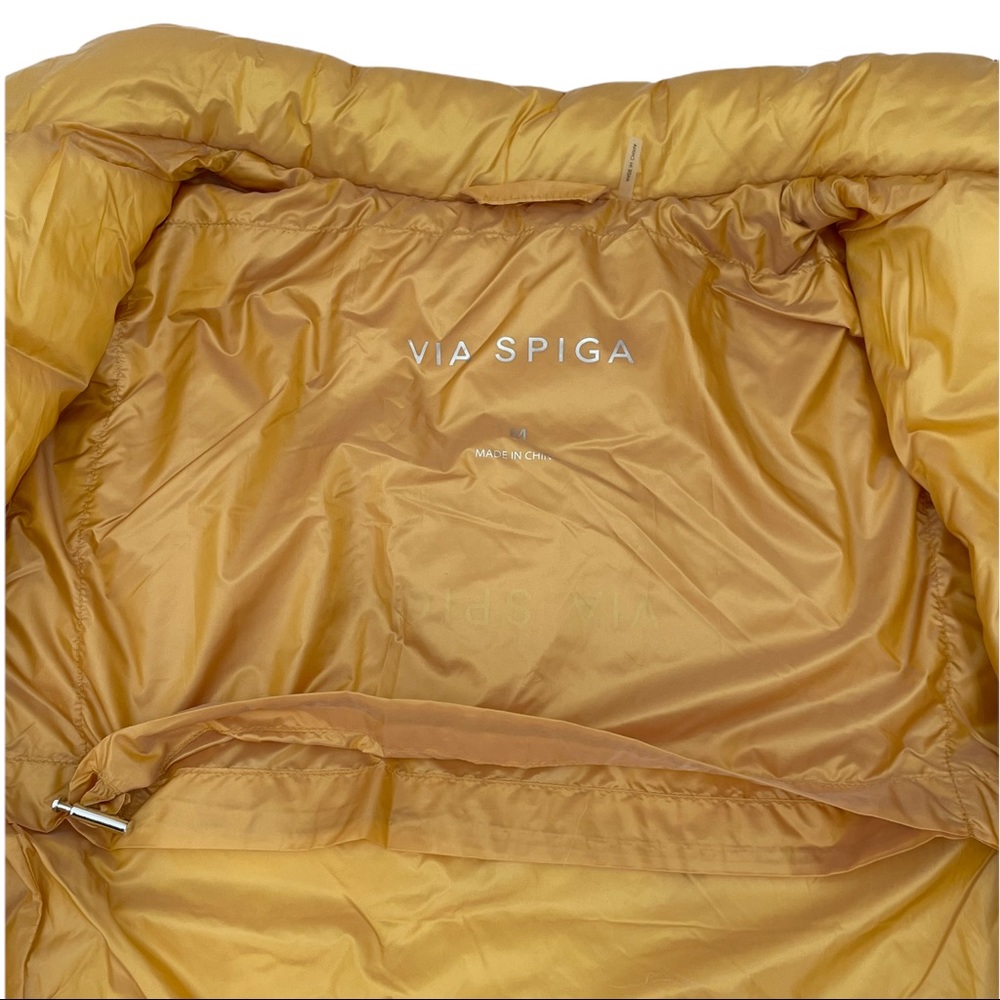 Via Spiga Smocked Quilted Puffer Jacket Maize Yellow Packable Medium/Large - Picture 11 of 11